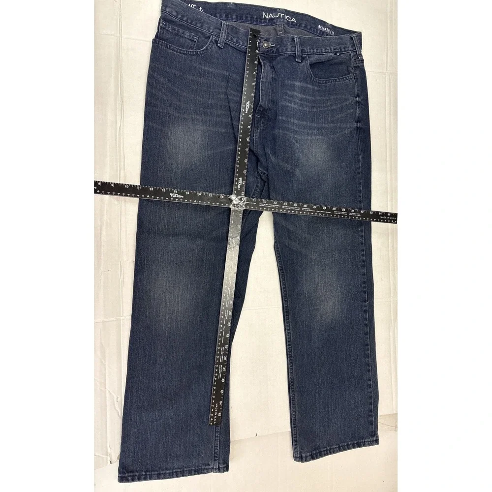 Nautica Relaxed Fit Dark Wash Blue Denim Jeans Mens‎ 40x30 Straight Leg